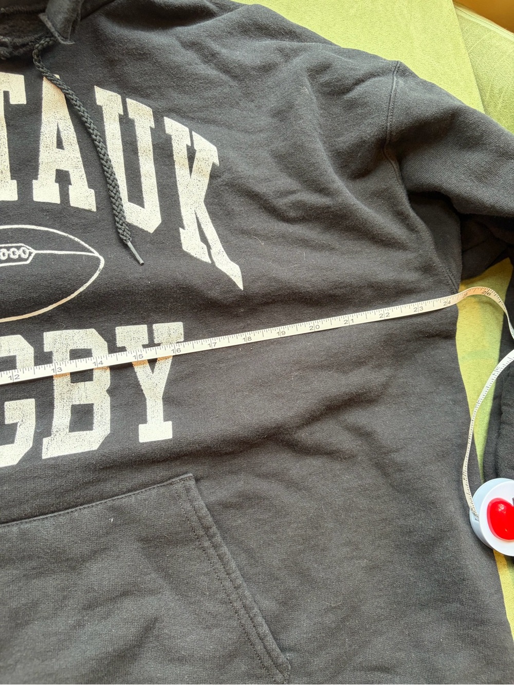 Firstport Montauk Rugby black distressed hooded sweatshirt sz M - Picture 5 of 6
